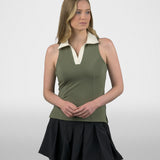 Women's Valid Sleeveless Split Neck Polo