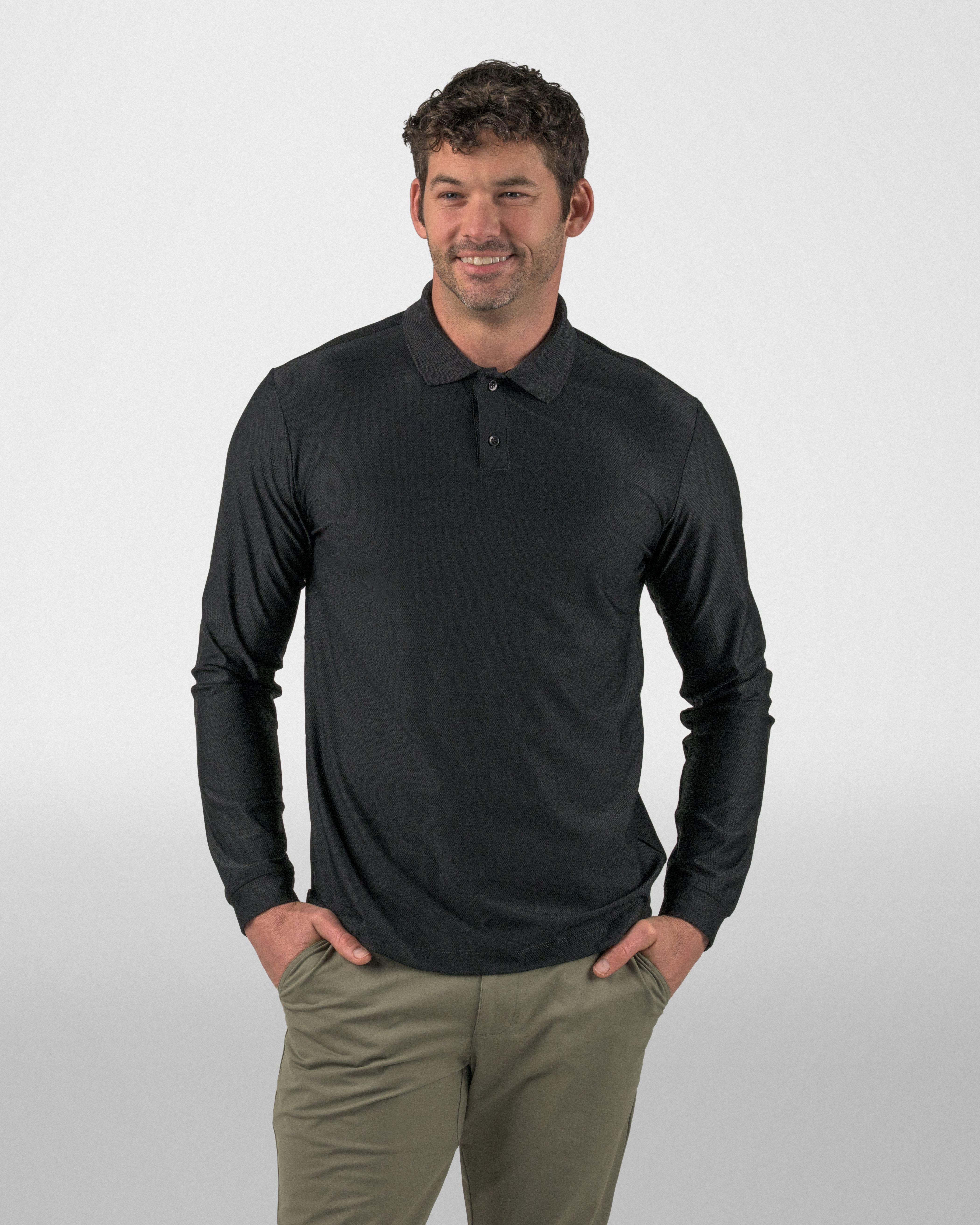 Drive Long Sleeve Textured Polo – Good Good Golf