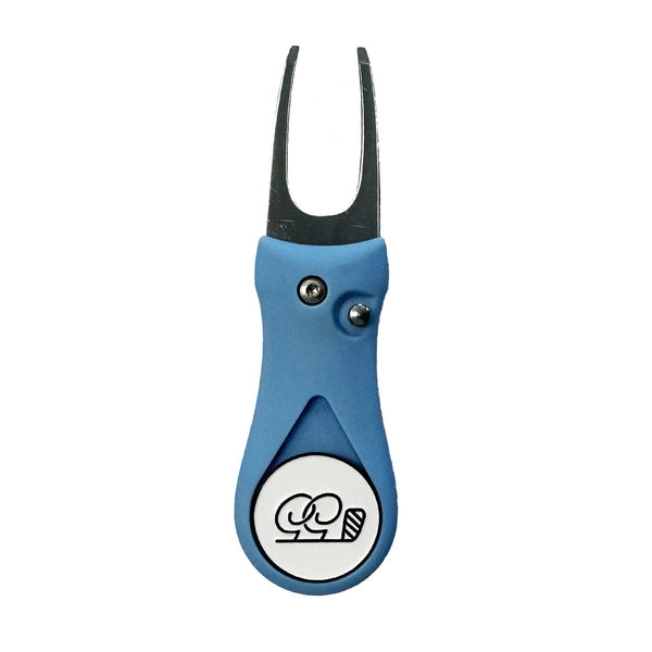 a blue and silver tool