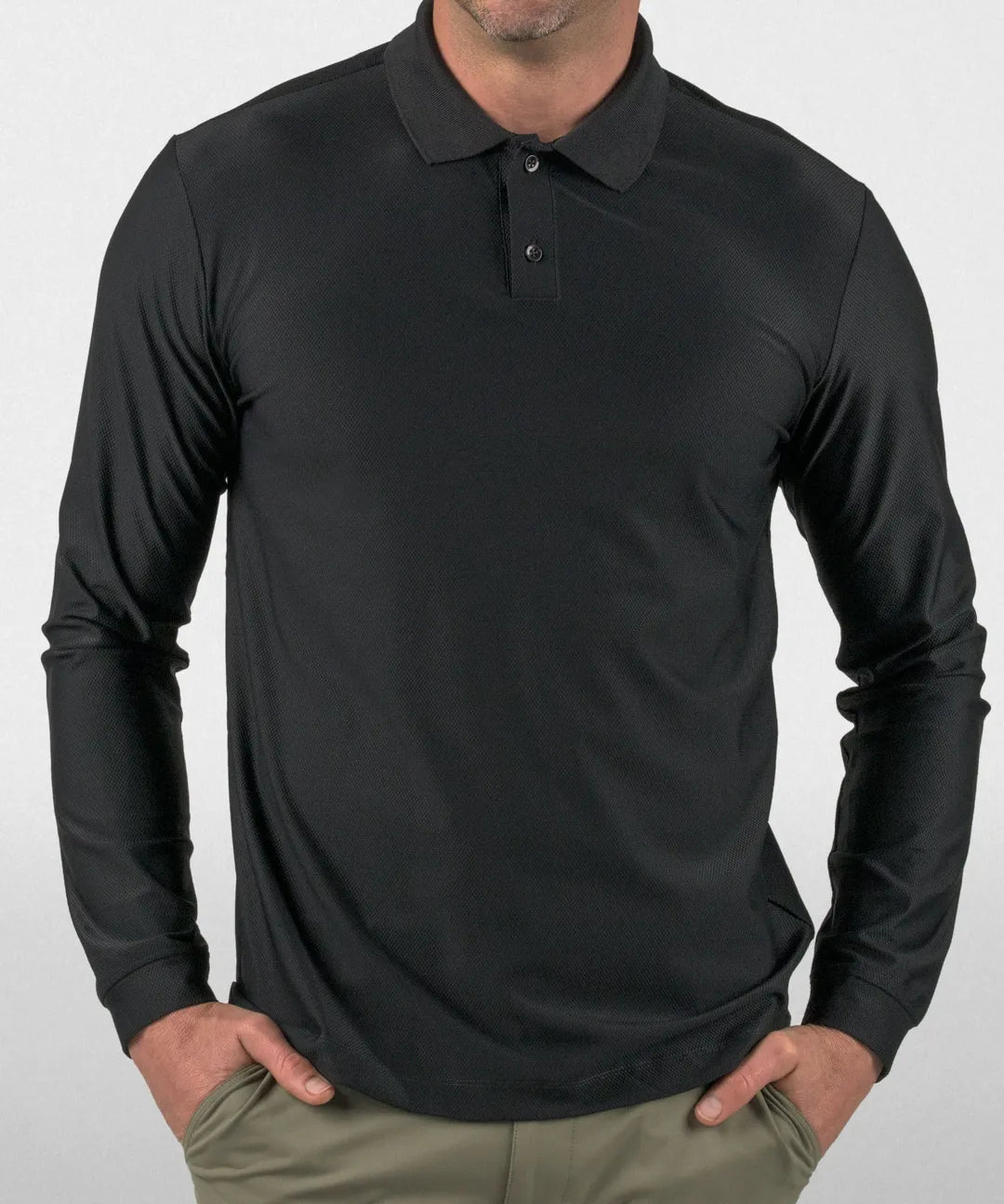 Drive Long Sleeve Textured Polo - Good Good Golf performance golf polo