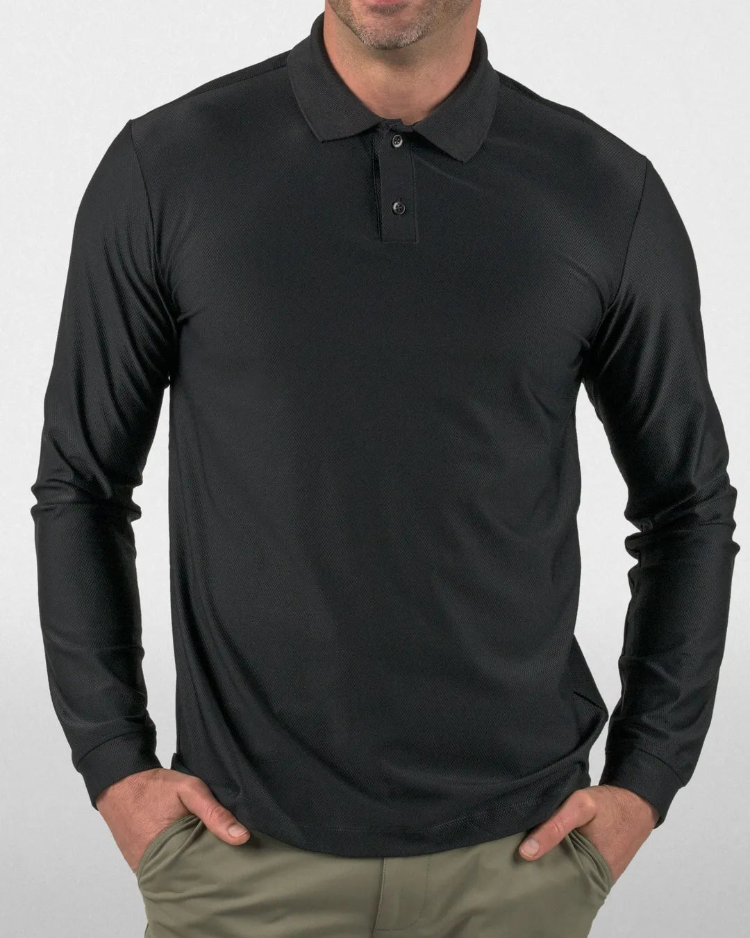 Drive Long Sleeve Textured Polo - Good Good Golf performance golf polo