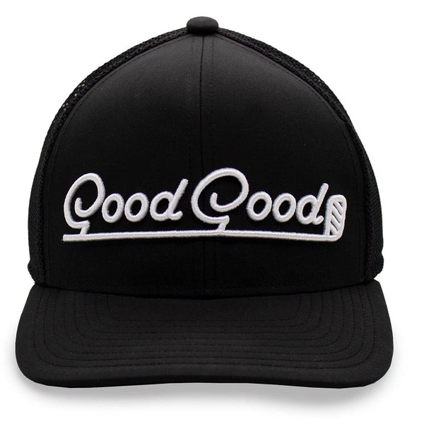 GoodGood Elite Trucker Snapback Hat Black White