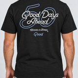 Keep Playing T-Shirt back view with Good Days Ahead 50 graphic