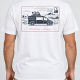White Good Days Ahead T-Shirt back view with postcard graphic